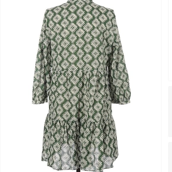 Zara Boho Green Cotton Dress XS - Picture 2 of 6